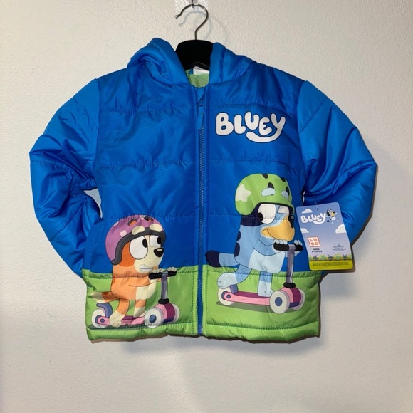 BLUEY Puffer Jacket Disney Coat Hoodie Boys Toddler Bingo 4T